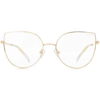 Lexi by Glamour Glasses featuring a thin golden cat eye frame - front shot